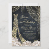 Invitation Diamond Dress Women's 50th Gold Birthday Invitatio (Devant)