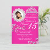 Invitation Diamond en argent chaud Tiara Photo Quinceanera (Debout devant)