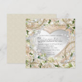 Invitation Diamond et Perle Rose Blanche Quinceanera (Devant / Derrière)