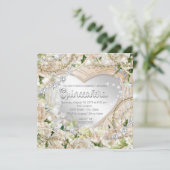 Invitation Diamond et Perle Rose Blanche Quinceanera (Debout devant)