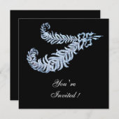 Invitation DIAMOND FEATHERS JEWEL Mariage noir blanc (Devant / Derrière)