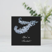 Invitation DIAMOND FEATHERS JEWEL Mariage noir blanc (Debout devant)