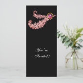 Invitation DIAMOND FEATHERS MONOGRAM, rubis rouge, rose (Debout devant)