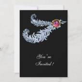 Invitation DIAMOND FEATHERS MONOGRAM, rubis rouge, rose (Devant)