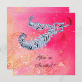 Invitation DIAMOND FEATHERS , paillettes roses (Devant / Derrière)
