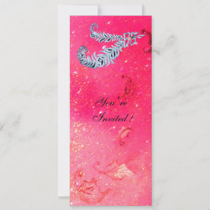 Invitation DIAMOND FEATHERS , paillettes roses