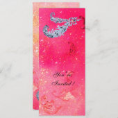 Invitation DIAMOND FEATHERS , paillettes roses (Devant / Derrière)