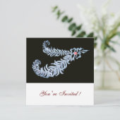 Invitation DIAMOND FEATHERS PINK GEM Mariage Noir et Blanc (Debout devant)