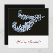 Invitation DIAMOND FEATHERS ROSE GEM noir blanc Mariage (Devant / Derrière)