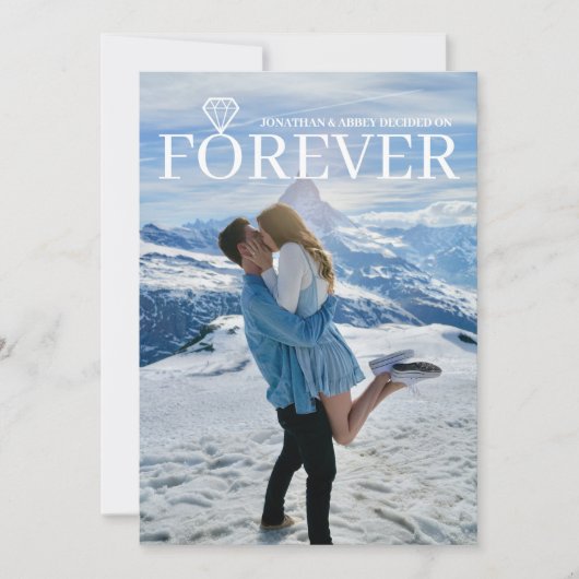 Invitation Diamond Forever Ajouter Photo Fiançailles double f (Devant)