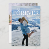 Invitation Diamond Forever Ajouter Photo Fiançailles double f (Devant / Derrière)