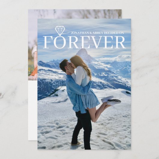 Invitation Diamond Forever Ajouter Photo Fiançailles double f (Devant / Derrière)