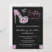 Invitation Diamond Glam Black Rose Parties scintillant Chauss (Devant)