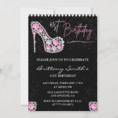 Invitation Diamond Glam Black Rose Parties scintillant Chauss (Devant)