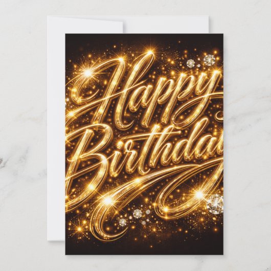 Invitation Diamond Glow Anniversaire — 3D Or (Devant)