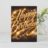 Invitation Diamond Glow Anniversaire — 3D Or (Debout devant)