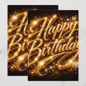 Invitation Diamond Glow Anniversaire — 3D Or (Devant / Derrière)