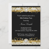 Invitation Diamond Gold Black White Floral Fête (Dos)