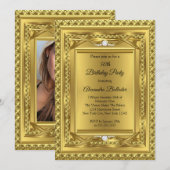 Invitation Diamond Gold Elegant Anniversaire Photo (Devant / Derrière)