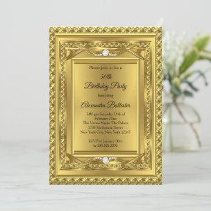 Invitation Diamond Gold Elegant Anniversaire Photo