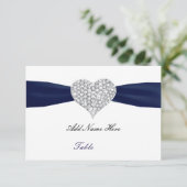 Invitation Diamond Heart Marine Blue Mariage Table Place Card (Debout devant)