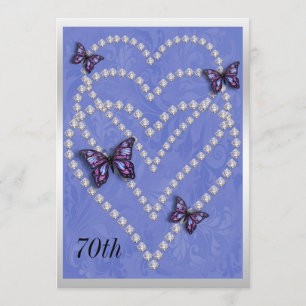 Invitation Diamond Hearts & Butterflies 90e anniversaire