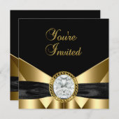 Invitation Diamond Jewel Black Gold (Devant / Derrière)