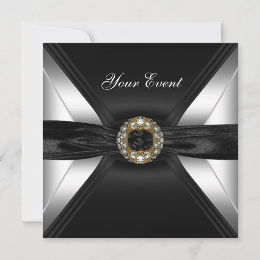 Invitation Diamond Jewel Black White Silver (Devant)