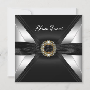 Invitation Diamond Jewel Black White Silver