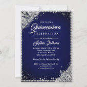 Invitation Diamond Lace Sparkle Gown Navy Quinceanera (Dos)