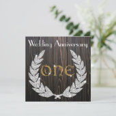 Invitation Diamond Laurel & Gold 1er anniversaire Mariage (Debout devant)