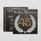 Invitation Diamond Laurel & Gold 45e Anniversaire de Mariage  (Devant / Derrière)