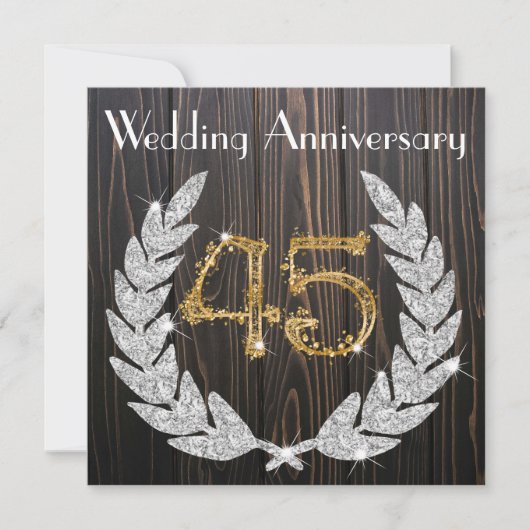 Invitation Diamond Laurel & Gold 45e Anniversaire de Mariage  (Devant)