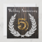 Invitation Diamond Laurel & Gold 5e anniversaire Mariage Inv. (Devant)