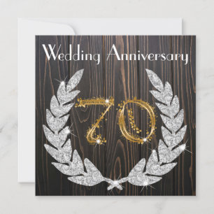 Invitation Diamond Laurel & Gold 70e anniversaire Mariage Inv