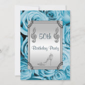 Invitation Diamond Music Note, Stiletto & Blue Roses 50e (Devant)