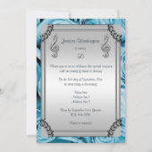 Invitation Diamond Music Note, Stiletto & Blue Roses 50e (Dos)