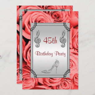 Invitation Diamond Music Note, Stiletto & Red Roses 45e