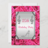 Invitation Diamond Music Note, Stiletto & Rose Roses 25e (Devant)