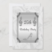 Invitation Diamond Music Note, Stiletto & Roses Blanches 25èm (Devant)