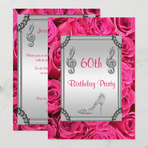 Invitation Diamond Music Note, Stiletto & Roses Roses 60th