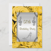 Invitation Diamond Music Note, Stiletto & Yellow Roses 50e (Devant)