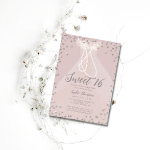 Invitation Diamond Pearl Princess Ruffle Robe Douce 16 Partie