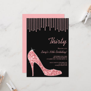 Invitation Diamond Pink Stiletto & Beads 30e anniversaire