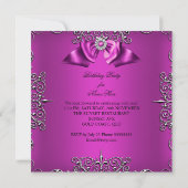 Invitation Diamond Plum rose Bow Argent élégant Anniversaire (Dos)