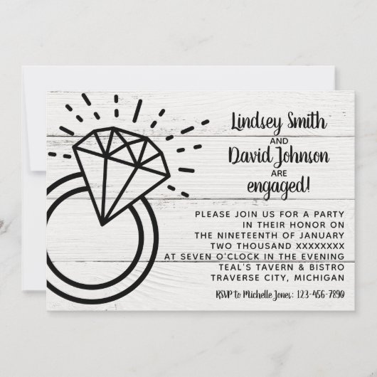Invitation Diamond Ring Rustic Mariage (Devant)
