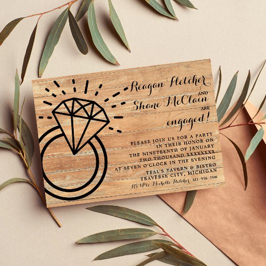 Invitation Diamond Ring Rustic Mariage