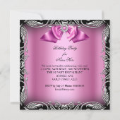 Invitation Diamond Rose Bow Silver Black Anniversaire (Dos)