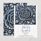 Invitation Diamond Rose & Denim Glam Sweet 16 Fête d'annivers (Devant / Derrière)