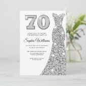 Invitation Diamond Silver Dress Womans 70e fête d'anniversair (Debout devant)